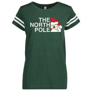 Funny Santa Face Christmas Parody The North Pole Enza Ladies Jersey Football T-Shirt