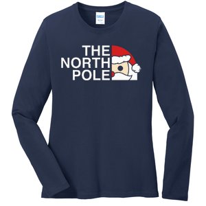 Funny Santa Face Christmas Parody The North Pole Ladies Long Sleeve Shirt