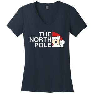 Funny Santa Face Christmas Parody The North Pole Women's V-Neck T-Shirt