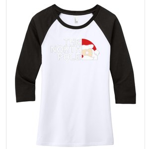 Funny Santa Face Christmas Parody The North Pole Women's Tri-Blend 3/4-Sleeve Raglan Shirt