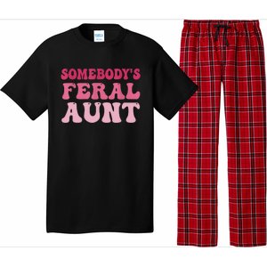 Funny Somebody's Feral Aunt Groovy For Mom Mother's Day Pajama Set