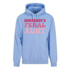 Funny Somebody's Feral Aunt Groovy For Mom Mother's Day Unisex Surf Hoodie