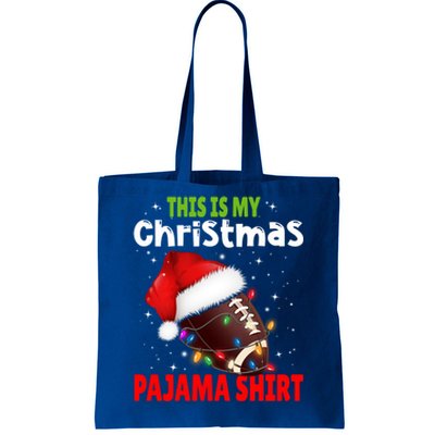 Funny Santa Football Team This Is My Christmas Pajama Cute Gift Tote Bag