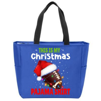 Funny Santa Football Team This Is My Christmas Pajama Cute Gift Zip Tote Bag