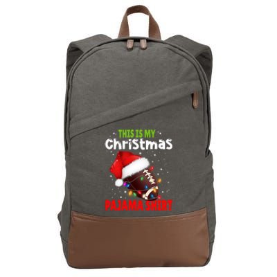 Funny Santa Football Team This Is My Christmas Pajama Cute Gift Cotton Canvas Backpack