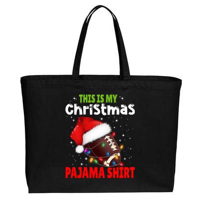 Funny Santa Football Team This Is My Christmas Pajama Cute Gift Cotton Canvas Jumbo Tote