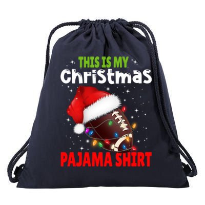 Funny Santa Football Team This Is My Christmas Pajama Cute Gift Drawstring Bag