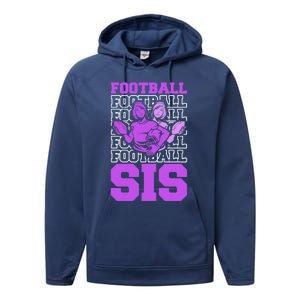 Football Sis Footballer Player American Football Sister Cute Gift Performance Fleece Hoodie