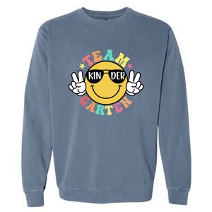 Funny Smile Face Back To School Team Kindergarten Teacher Great Gift Garment-Dyed Sweatshirt