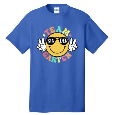 Funny Smile Face Back To School Team Kindergarten Teacher Great Gift Tall T-Shirt