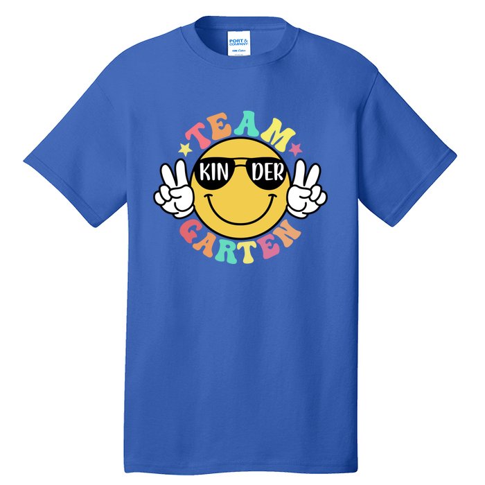 Funny Smile Face Back To School Team Kindergarten Teacher Great Gift Tall T-Shirt