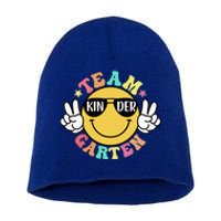 Funny Smile Face Back To School Team Kindergarten Teacher Great Gift Short Acrylic Beanie