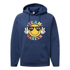 Funny Smile Face Back To School Team Kindergarten Teacher Great Gift Performance Fleece Hoodie