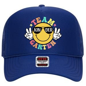 Funny Smile Face Back To School Team Kindergarten Teacher Great Gift High Crown Mesh Back Trucker Hat