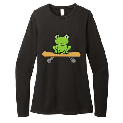 Funny Skateboarding Frog Funny Skateboard Frog Skateboarder Womens CVC Long Sleeve Shirt