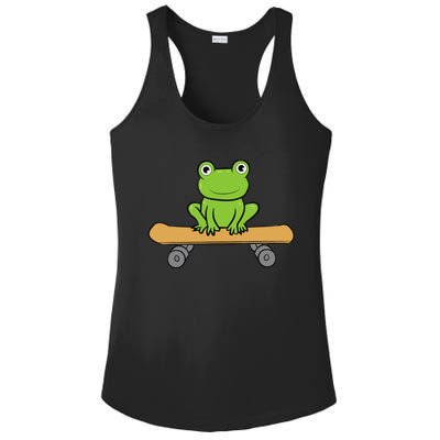 Funny Skateboarding Frog Funny Skateboard Frog Skateboarder Ladies PosiCharge Competitor Racerback Tank