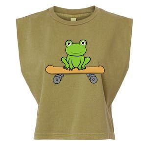 Funny Skateboarding Frog Funny Skateboard Frog Skateboarder Garment-Dyed Women's Muscle Tee