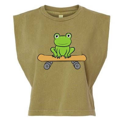 Funny Skateboarding Frog Funny Skateboard Frog Skateboarder Garment-Dyed Women's Muscle Tee