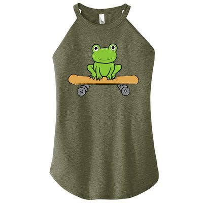 Funny Skateboarding Frog Funny Skateboard Frog Skateboarder Women's Perfect Tri Rocker Tank