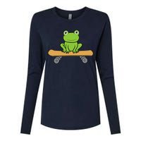 Funny Skateboarding Frog Funny Skateboard Frog Skateboarder Womens Cotton Relaxed Long Sleeve T-Shirt