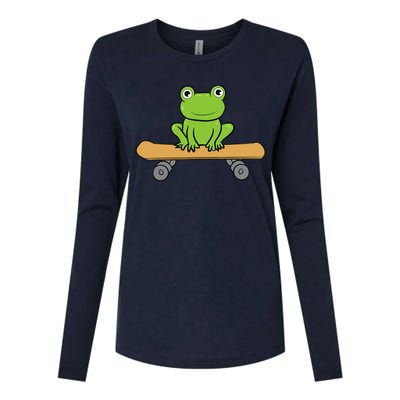 Funny Skateboarding Frog Funny Skateboard Frog Skateboarder Womens Cotton Relaxed Long Sleeve T-Shirt