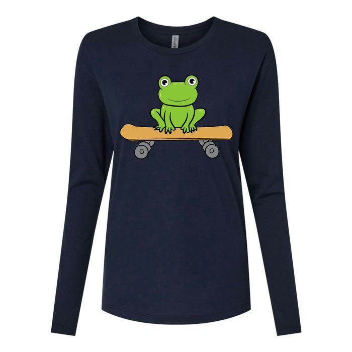 Funny Skateboarding Frog Funny Skateboard Frog Skateboarder Womens Cotton Relaxed Long Sleeve T-Shirt