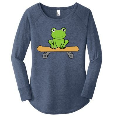 Funny Skateboarding Frog Funny Skateboard Frog Skateboarder Women's Perfect Tri Tunic Long Sleeve Shirt