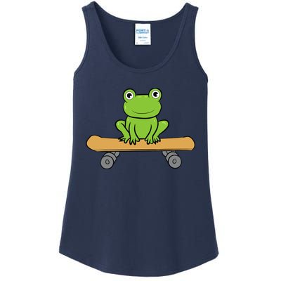 Funny Skateboarding Frog Funny Skateboard Frog Skateboarder Ladies Essential Tank