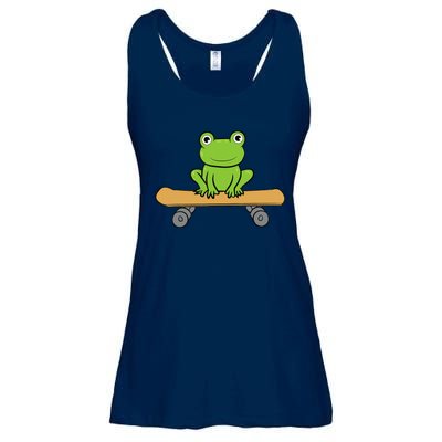 Funny Skateboarding Frog Funny Skateboard Frog Skateboarder Ladies Essential Flowy Tank