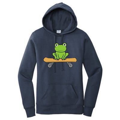 Funny Skateboarding Frog Funny Skateboard Frog Skateboarder Women's Pullover Hoodie