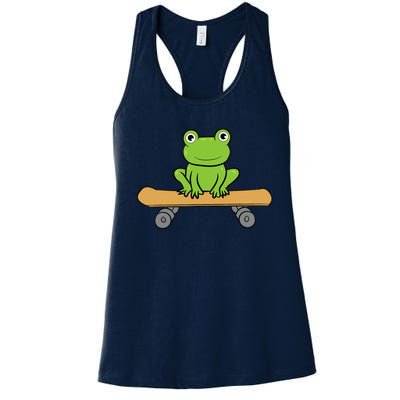 Funny Skateboarding Frog Funny Skateboard Frog Skateboarder Women's Racerback Tank