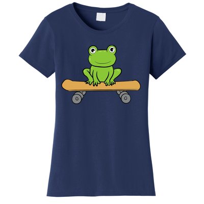 Funny Skateboarding Frog Funny Skateboard Frog Skateboarder Women's T-Shirt