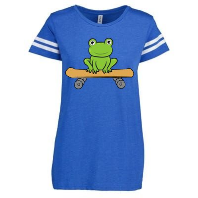 Funny Skateboarding Frog Funny Skateboard Frog Skateboarder Enza Ladies Jersey Football T-Shirt