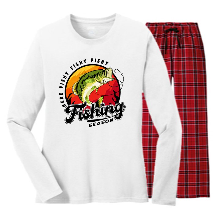 Fishing Season Fisherman Fishing Lovers Gifts Women's Long Sleeve Flannel Pajama Set 