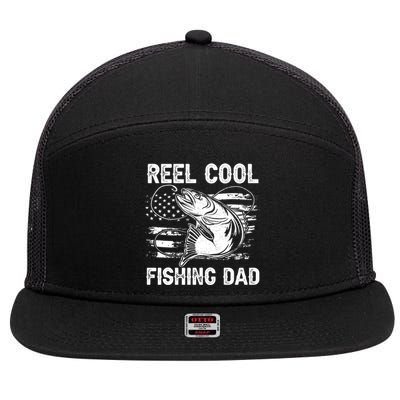 Fishing Stuff For Fathers Day Reel Cool Dad American Flag Meaningful Gift 7 Panel Mesh Trucker Snapback Hat