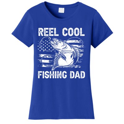 Fishing Stuff For Fathers Day Reel Cool Dad American Flag Meaningful Gift Women's T-Shirt