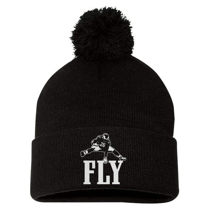 Fly Saquon Fly E.A.G.L.E.S Barkley The Reverse Hurdle 2024 Pom Pom 12in Knit Beanie