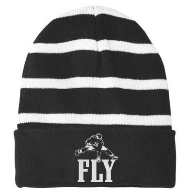 Fly Saquon Fly E.A.G.L.E.S Barkley The Reverse Hurdle 2024 Striped Beanie with Solid Band