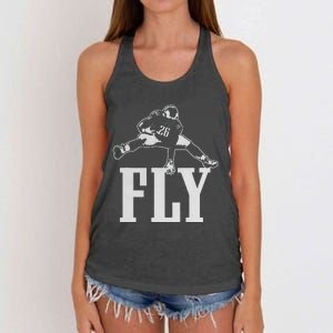 Fly Saquon Fly E.A.G.L.E.S Barkley The Reverse Hurdle 2024 Women's Knotted Racerback Tank