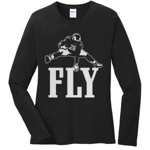 Fly Saquon Fly E.A.G.L.E.S Barkley The Reverse Hurdle 2024 Ladies Long Sleeve Shirt