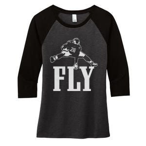 Fly Saquon Fly E.A.G.L.E.S Barkley The Reverse Hurdle 2024 Women's Tri-Blend 3/4-Sleeve Raglan Shirt