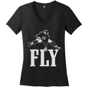 Fly Saquon Fly E.A.G.L.E.S Barkley The Reverse Hurdle 2024 Women's V-Neck T-Shirt