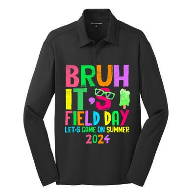 Funny School Field Day Gaming Teacher Field Day 2024 Gift Silk Touch Performance Long Sleeve Polo