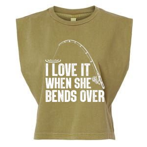 Fishing Shirt Funny I Love It When She Bends Over Shirt Funny Fly Fishing Meme Garment-Dyed Women's Muscle Tee