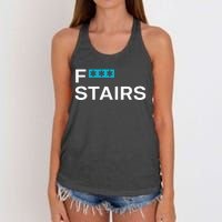 Fck Stair Fuck Stair Funny Saying Women's Knotted Racerback Tank