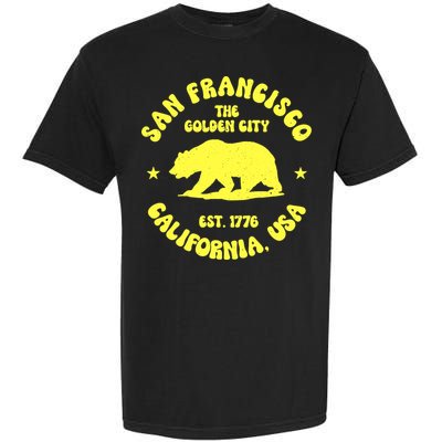 Funny San Francisco Retro California Bear Travel Garment-Dyed Heavyweight T-Shirt
