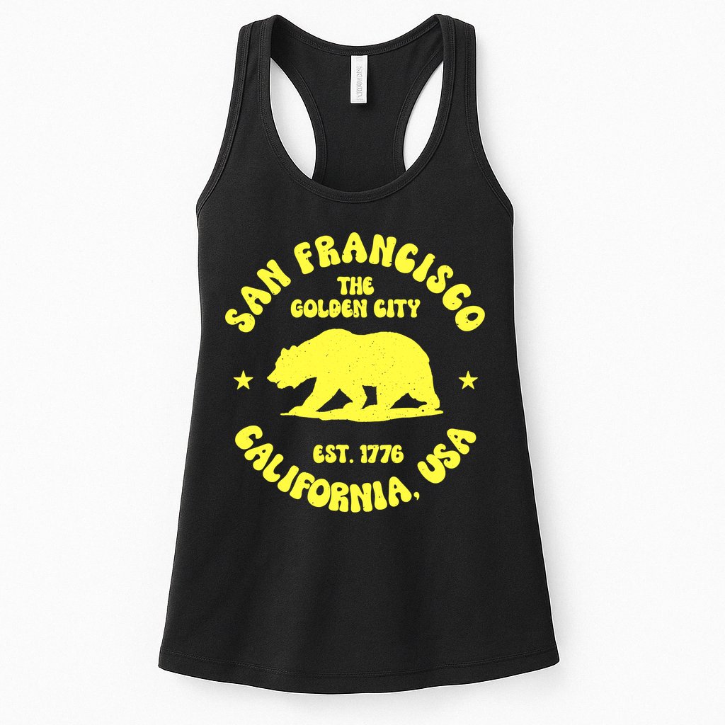 Funny San Francisco Retro California Bear Travel Womens Tank Top