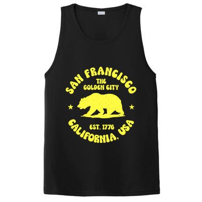 Funny San Francisco Retro California Bear Travel PosiCharge Competitor Tank