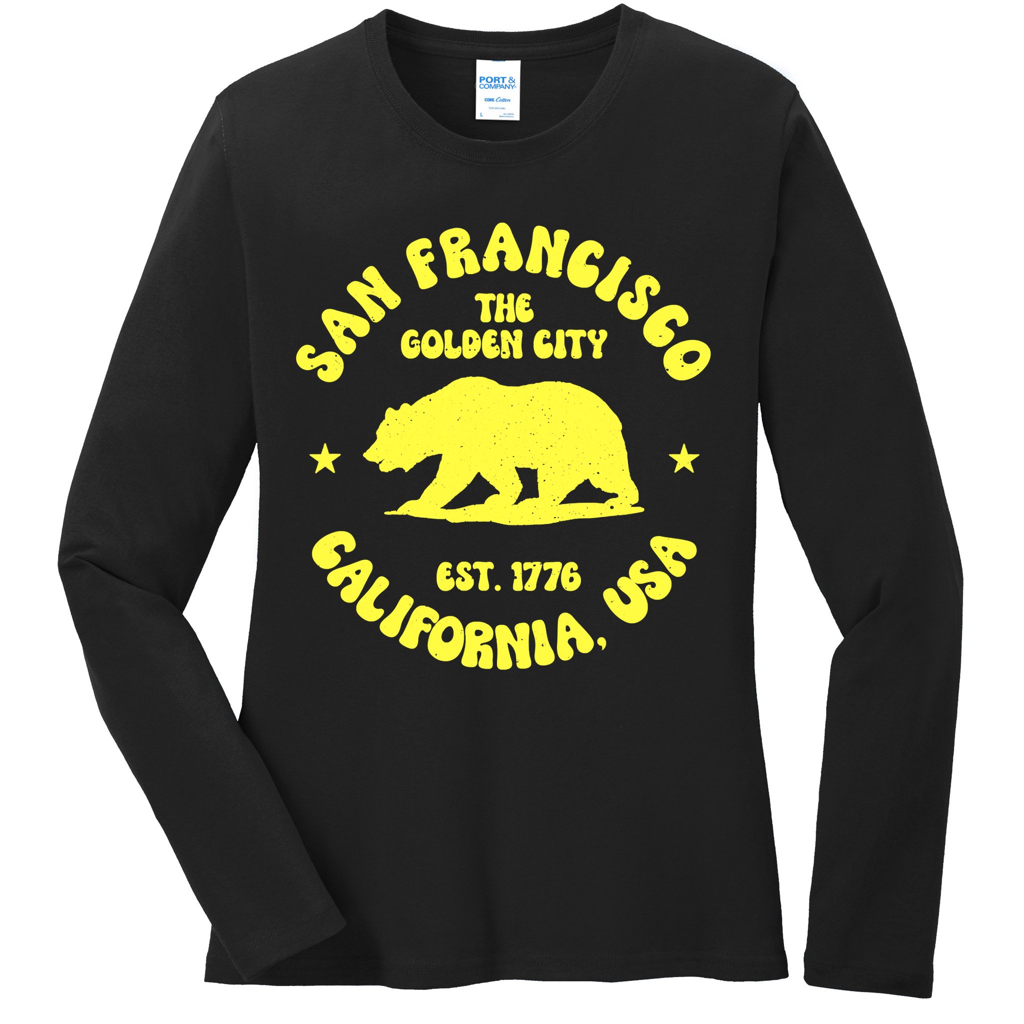 Funny San Francisco Retro California Bear Travel Ladies Long Sleeve Shirt