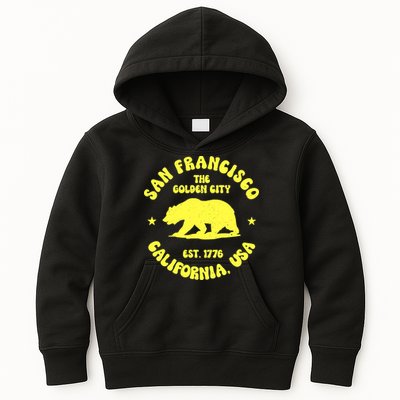 Funny San Francisco Retro California Bear Travel Kids Hoodie